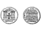 Temple of Diana at Ephesus on a coin.